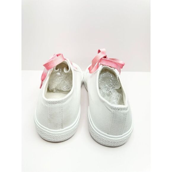 BP Canvas Sneakers Womens Size 6.5 White Pink Lace Up Casual Shoes - Picture 5 of 8